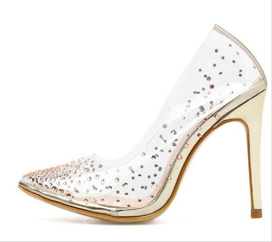 Rita Rhinestone Transparent Pumps