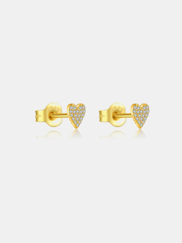 Heather Heart 925 Sterling Silver Stud Earrings