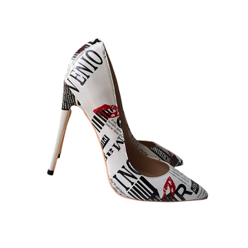 New York Graphic Print Heel Shoes