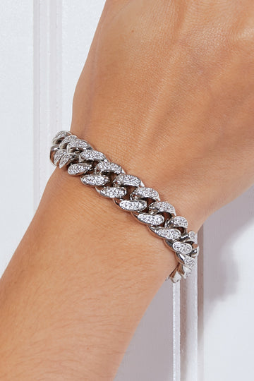 Bling Silver Curb Chain Bracelet