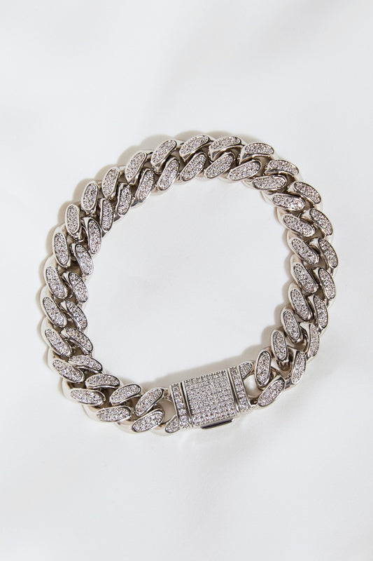 Bling Silver Curb Chain Bracelet