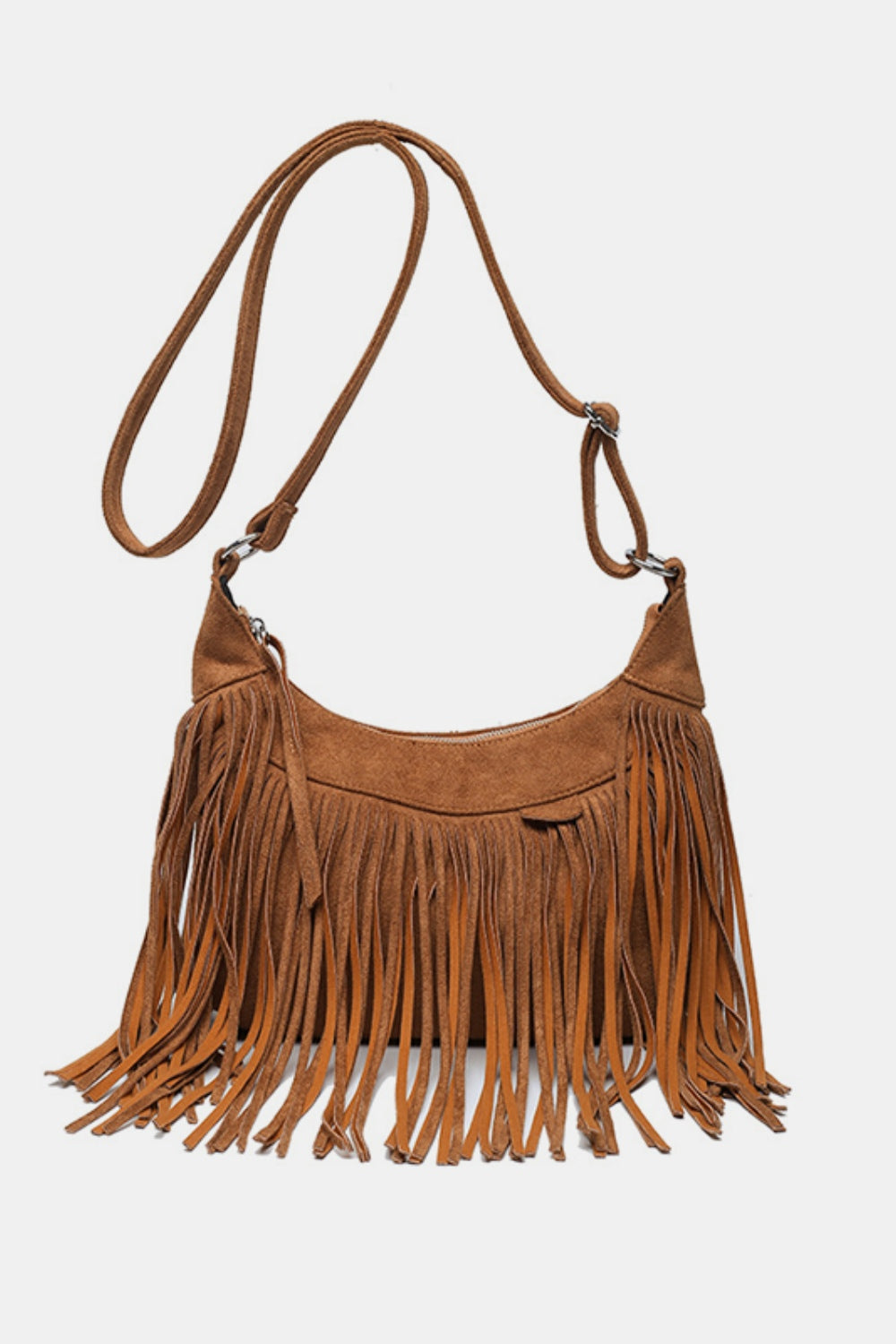 Beth Ann Suede Fringe Adjustable Strap Shoulder Bag